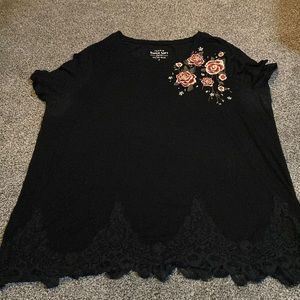 Torrid Tee with Floral on left chest and lace bottom